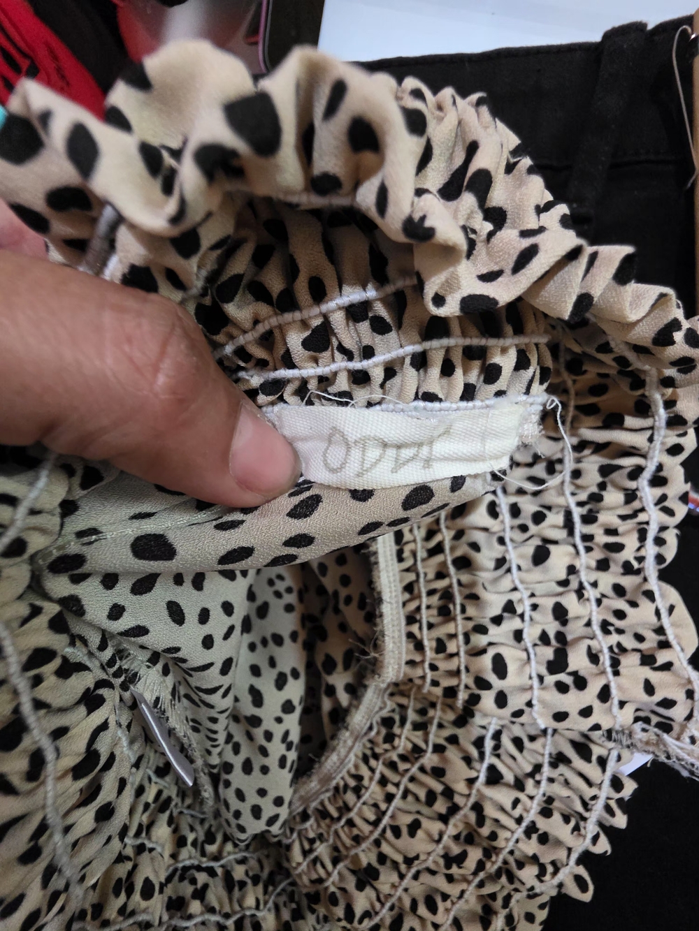 Oddt Wide Leg Pants Polka Dot Casual Summer Trousers High Waist 1X Beige - Picture 10 of 10